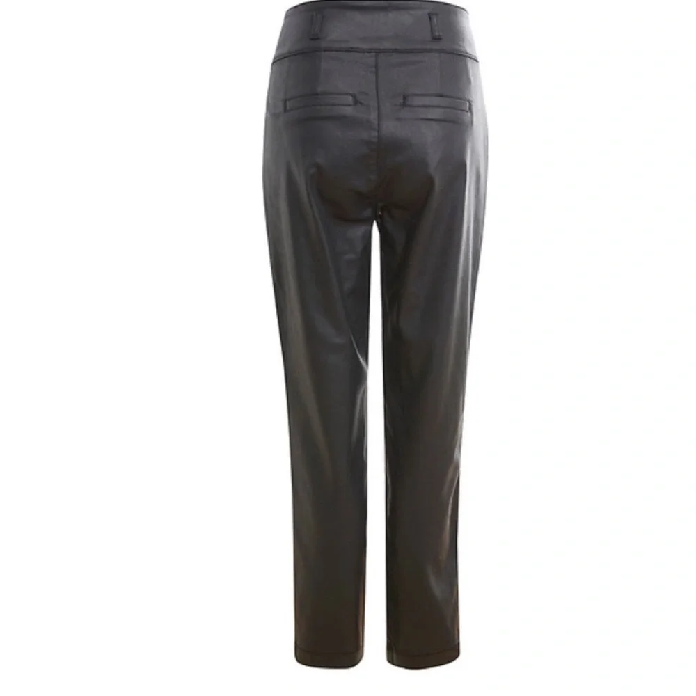 KUT from the Kloth Lessie Coated Denim High Waist Pleated Faux Leather Pants